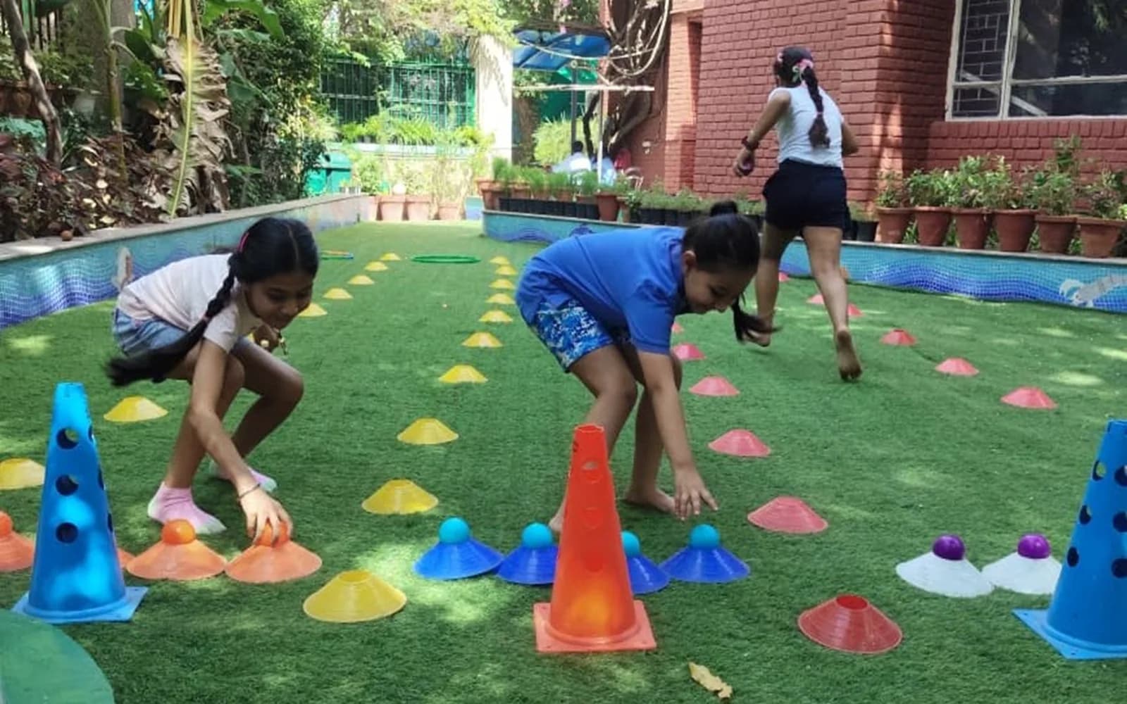 Young Salwan students taking part in a sports and fitness activity