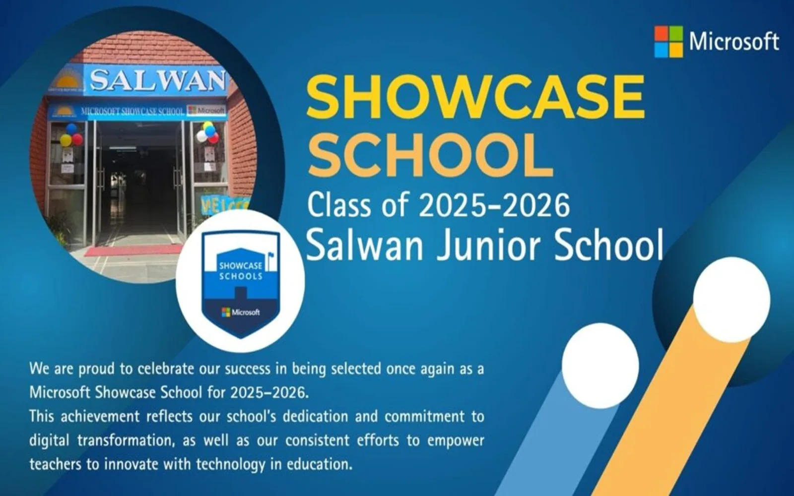 Salwan Junior School recognised as a Microsoft Showcase School